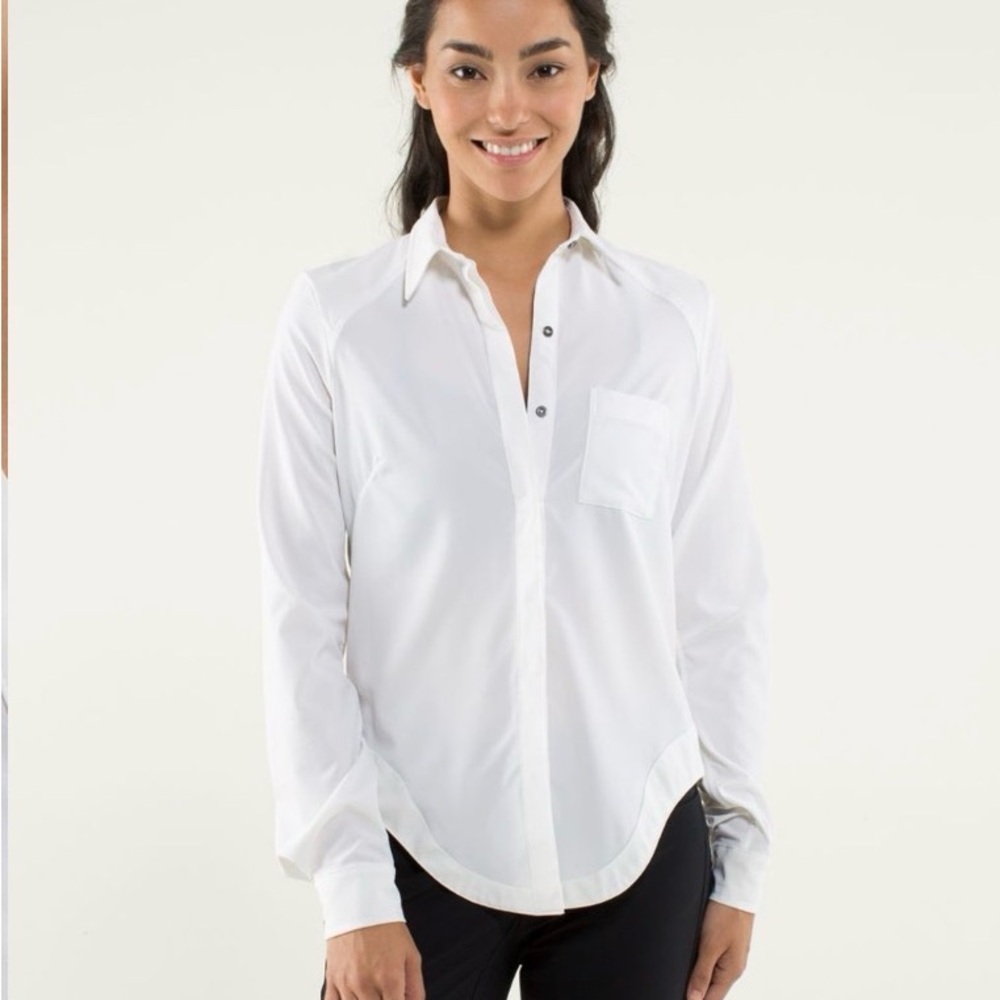 lululemon athletica White Button-Front Long Sleeve Shirt